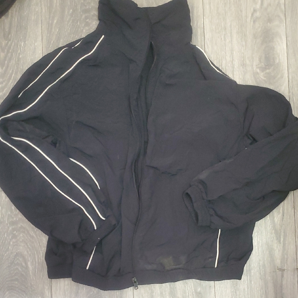 Women’s Black Zip-Front Jacket with Contrast Piping